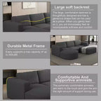 Sofá Seccional Modular con Función de Dormir de 104.32*70.86 Pulgadas, en Forma de U Convertible con Chaise Longue y Otomana de Esponja Comprimida Gris Oscuro