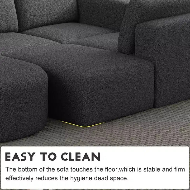 Sofá Seccional Modular con Función de Dormir de 104.32*70.86 Pulgadas, en Forma de U Convertible con Chaise Longue y Otomana de Esponja Comprimida Gris Oscuro