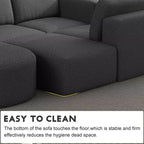 Sofá Seccional Modular con Función de Dormir de 104.32*70.86 Pulgadas, en Forma de U Convertible con Chaise Longue y Otomana de Esponja Comprimida Gris Oscuro