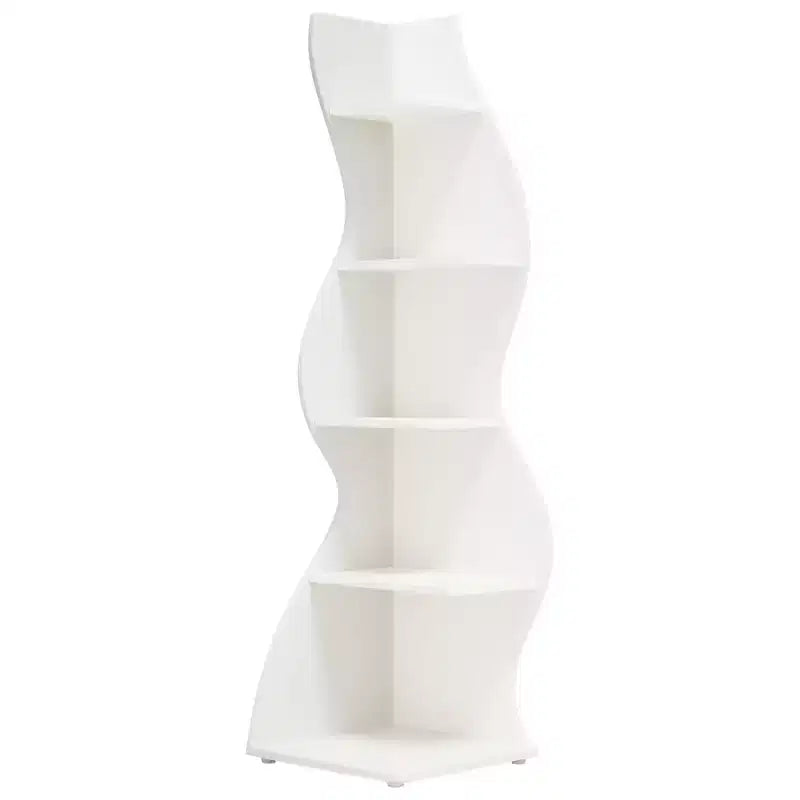 TUYOHW Wall Corner Shelf,5-Tier Floating Bookshelf for Modern Home - Space-Saving Storage & Display Unit,White
