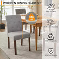 4-Piece Modern Fabric Dining Chair Set C Padded Seats with Wooden Legs, for Dining Rooms & Kitchens, Gray