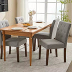 Silla de comedor moderna de tela con asientos acolchados y patas de madera, para comedores y cocinas, gris