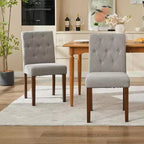 Silla de comedor moderna de tela con asientos acolchados y patas de madera, para comedores y cocinas, gris