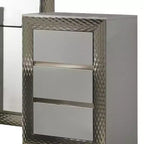Tocador con taburete, gris, tela satinada, madera de caucho