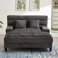 MAYEERTY Modern Chaise Lounge Sofa 57.1 Sofa Bed Chenille Upholstered Sofa with Adjustable Backrest for Living Room Gray
