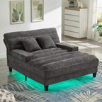 Sofá Chaise Lounge Moderno 57.1 Sofá Cama Tapizado en Chenilla con Respaldo Ajustable para Sala de Estar Gris