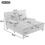 Sofá Chaise Lounge Moderno 57.1 Sofá Cama Tapizado en Chenilla con Respaldo Ajustable para Sala de Estar Gris