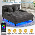 Sofá Chaise Lounge Moderno 57.1 Sofá Cama Tapizado en Chenilla con Respaldo Ajustable para Sala de Estar Gris