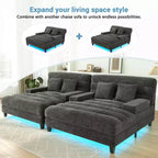 Sofá Chaise Lounge Moderno 57.1 Sofá Cama Tapizado en Chenilla con Respaldo Ajustable para Sala de Estar Gris