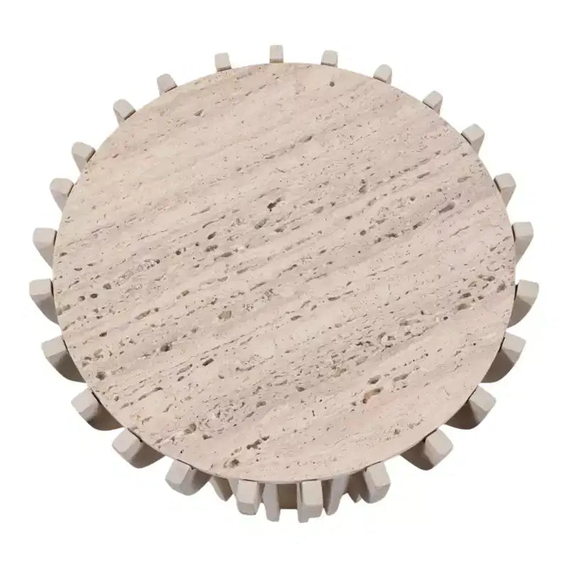 Mesa auxiliar o auxiliar decorativa de travertino para decoración del hogar - Mesa pequeña contemporánea para mesita de noche de dormitorio, mesa de bebidas de sala de estar - 25, Blanca