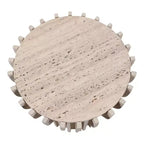 Mesa auxiliar o auxiliar decorativa de travertino para decoración del hogar - Mesa pequeña contemporánea para mesita de noche de dormitorio, mesa de bebidas de sala de estar - 25, Blanca
