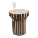 Mesa auxiliar o auxiliar decorativa de travertino para decoración del hogar - Mesa pequeña contemporánea para mesita de noche de dormitorio, mesa de bebidas de sala de estar - 25, Blanca