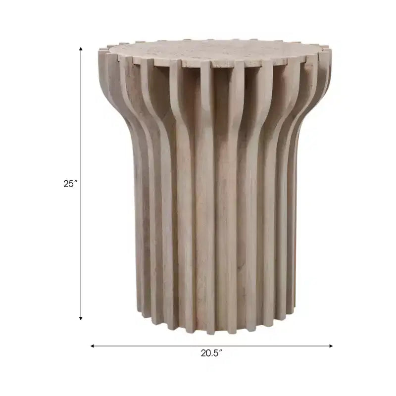 Mesa auxiliar o auxiliar decorativa de travertino para decoración del hogar - Mesa pequeña contemporánea para mesita de noche de dormitorio, mesa de bebidas de sala de estar - 25, Blanca