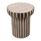 Mesa auxiliar o auxiliar decorativa de travertino para decoración del hogar - Mesa pequeña contemporánea para mesita de noche de dormitorio, mesa de bebidas de sala de estar - 25, Blanca