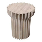 Mesa auxiliar o auxiliar decorativa de travertino para decoración del hogar - Mesa pequeña contemporánea para mesita de noche de dormitorio, mesa de bebidas de sala de estar - 25, Blanca