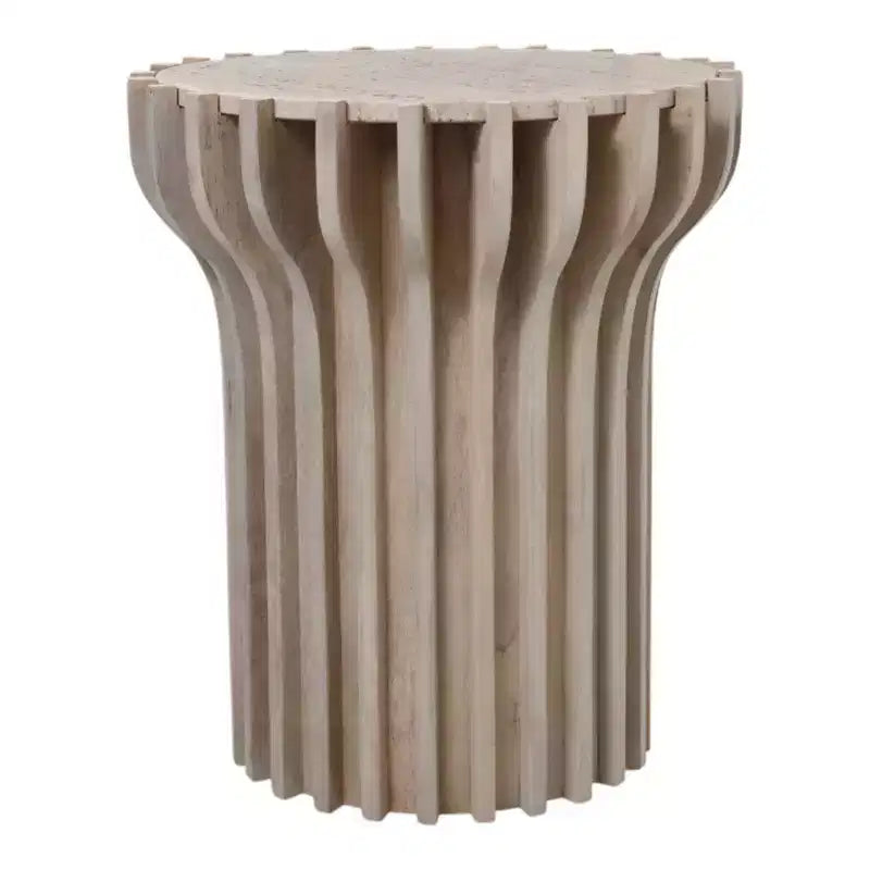 Mesa auxiliar o auxiliar decorativa de travertino para decoración del hogar - Mesa pequeña contemporánea para mesita de noche de dormitorio, mesa de bebidas de sala de estar - 25, Blanca