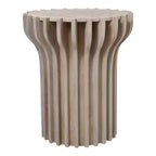 Mesa auxiliar o auxiliar decorativa de travertino para decoración del hogar - Mesa pequeña contemporánea para mesita de noche de dormitorio, mesa de bebidas de sala de estar - 25, Blanca