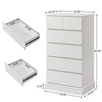 Cómoda alta de 6 cajones, cómoda moderna blanca para dormitorio, cómoda con cajones para sala de estar, entrada, pasillo