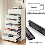 Cómoda alta de 6 cajones, cómoda moderna blanca para dormitorio, cómoda con cajones para sala de estar, entrada, pasillo