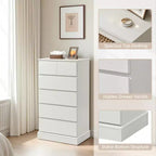 Cómoda alta de 6 cajones, cómoda moderna blanca para dormitorio, cómoda con cajones para sala de estar, entrada, pasillo