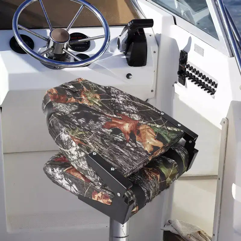 Paquete de 2 asientos plegables para barco de respaldo alto - Sillas marinas impermeables y resistentes a la intemperie - Cojín grueso de alta densidad - Estructura moldeada duradera