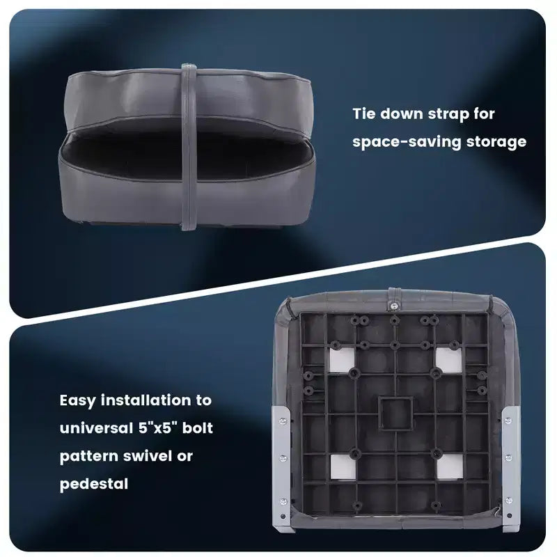 Paquete de 2 asientos plegables para barco de respaldo alto - Sillas marinas impermeables y resistentes a la intemperie - Cojín grueso de alta densidad - Estructura moldeada duradera