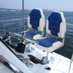 Paquete de 2 asientos plegables para barco de respaldo alto - Sillas marinas impermeables y resistentes a la intemperie - Cojín grueso de alta densidad - Estructura moldeada duradera