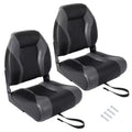 2 Pack High Back Folding Boat Seats - Marine Grade Waterproof & Weather-Resistant Chairs - Thick High-Density Cushion - Durable Molded Frame