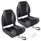 2 Pack High Back Folding Boat Seats - Marine Grade Waterproof & Weather-Resistant Chairs - Thick High-Density Cushion - Durable Molded Frame