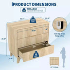 Cómoda de 3 cajones para dormitorio, cómoda de madera de 80 cm de ancho con tiradores dorados, mesita de noche pequeña estriada y mesa auxiliar para dormitorio, sala de estar