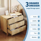 Cómoda de 3 cajones para dormitorio, cómoda de madera de 80 cm de ancho con tiradores dorados, mesita de noche pequeña estriada y mesa auxiliar para dormitorio, sala de estar