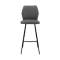 HomeRoots 30 Gray And Black Faux Leather And Iron Bar Height Bar Chair