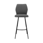 HomeRoots 30 Gray And Black Faux Leather And Iron Bar Height Bar Chair