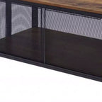 Mesa de centro de madera y metal, color café y negro, con estante, de 41"