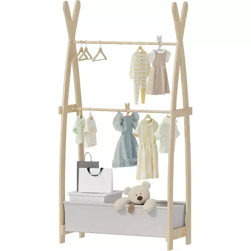 BALHAM TRADE-Kids Clothing Rack Dress Up Storage Costume Closet Organizer with Double Hanging
