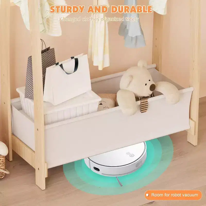 Estante para ropa infantil Organizador de disfraces con doble barra para colgar