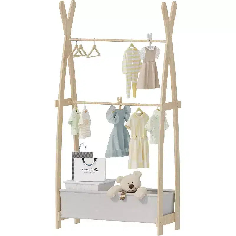 Estante para ropa infantil Organizador de disfraces con doble barra para colgar