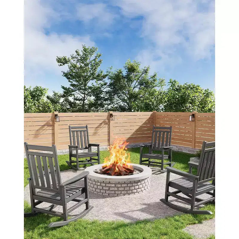 2 mecedoras para exteriores, mesa auxiliar para patio, mecedoras para patio, jardín, césped