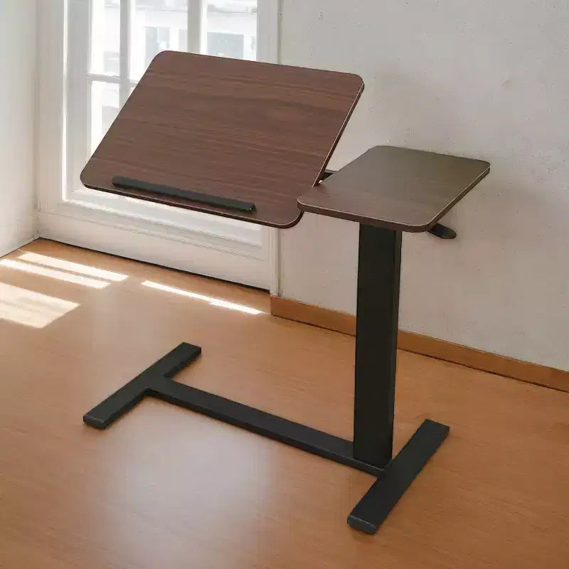 JVNOXK Nightstand, Foldable Bedside Table, Mobile Rolling Laptop Stand, Tilting with Wheels, Height Adjustable, for Laptop, Bed, Side Table, Walnut