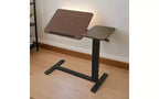 Mesita de Noche Plegable, Mesa Auxiliar Móvil con Ruedas para Portátil, Inclinable con Ruedas, Altura Ajustable, para Portátil, Cama, Mesa Auxiliar, Nogal