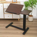 Mesita de Noche Plegable, Mesa Auxiliar Móvil con Ruedas para Portátil, Inclinable con Ruedas, Altura Ajustable, para Portátil, Cama, Mesa Auxiliar, Nogal