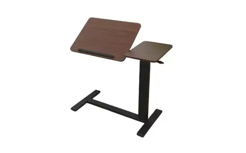 Mesita de Noche Plegable, Mesa Auxiliar Móvil con Ruedas para Portátil, Inclinable con Ruedas, Altura Ajustable, para Portátil, Cama, Mesa Auxiliar, Nogal