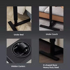 Mesita de Noche Plegable, Mesa Auxiliar Móvil con Ruedas para Portátil, Inclinable con Ruedas, Altura Ajustable, para Portátil, Cama, Mesa Auxiliar, Nogal