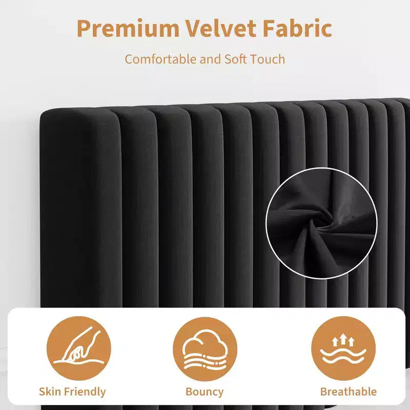 Base de cama con cabecero ajustable, base de cama de plataforma tapizada, soporte de listones de madera, no necesita somier