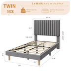 Base de cama con cabecero ajustable, base de cama de plataforma tapizada, soporte de listones de madera, no necesita somier