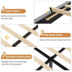 Base de cama con cabecero ajustable, base de cama de plataforma tapizada, soporte de listones de madera, no necesita somier