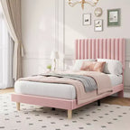Base de cama con cabecero ajustable, base de cama de plataforma tapizada, soporte de listones de madera, no necesita somier
