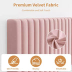 Base de cama con cabecero ajustable, base de cama de plataforma tapizada, soporte de listones de madera, no necesita somier