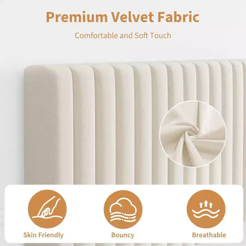 Base de cama con cabecero ajustable, base de cama de plataforma tapizada, soporte de listones de madera, no necesita somier