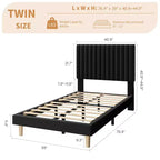 Base de cama con cabecero ajustable, base de cama de plataforma tapizada, soporte de listones de madera, no necesita somier
